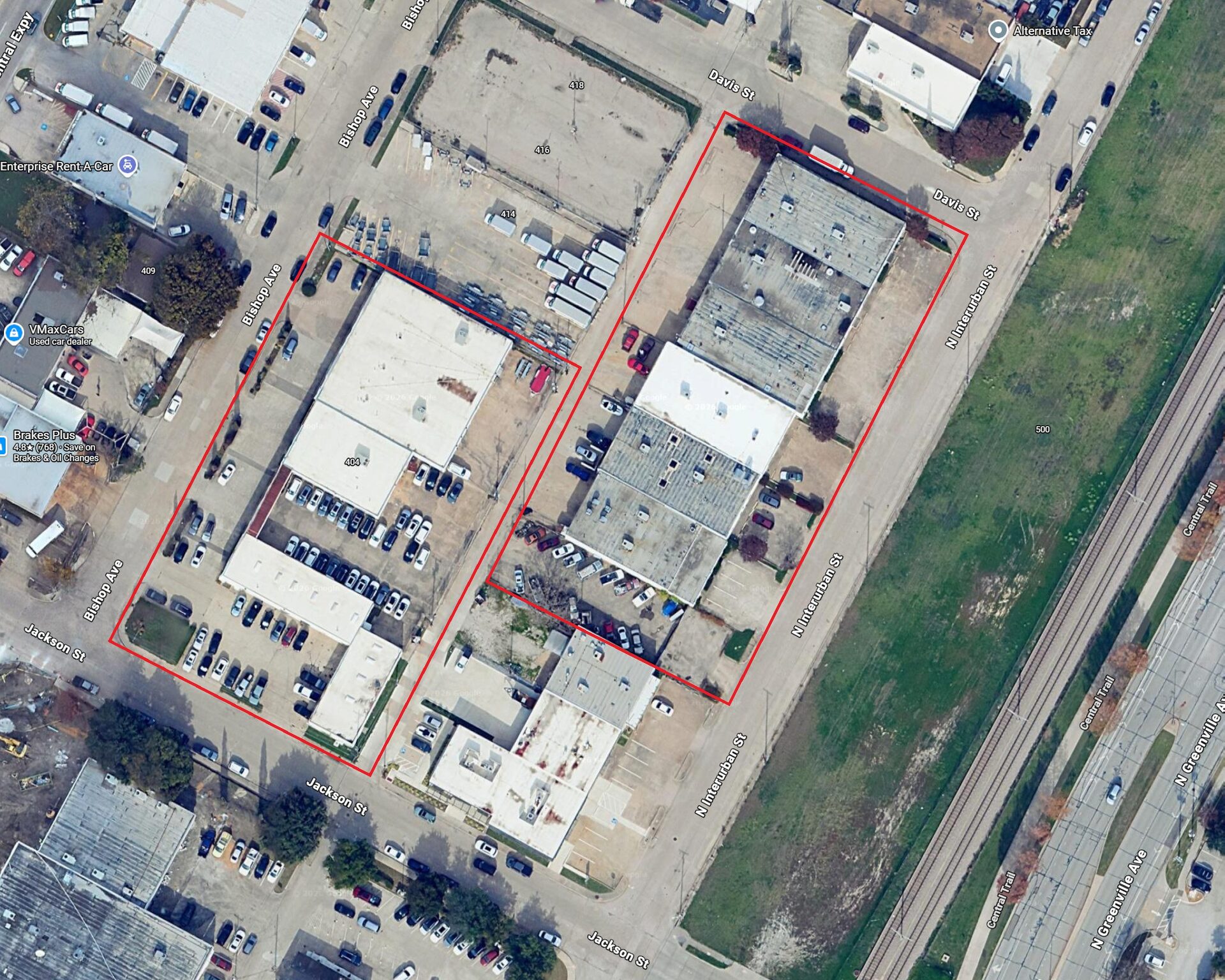 400 Bishop Ave Richardson TX — aerial site view of the multi-building renovation