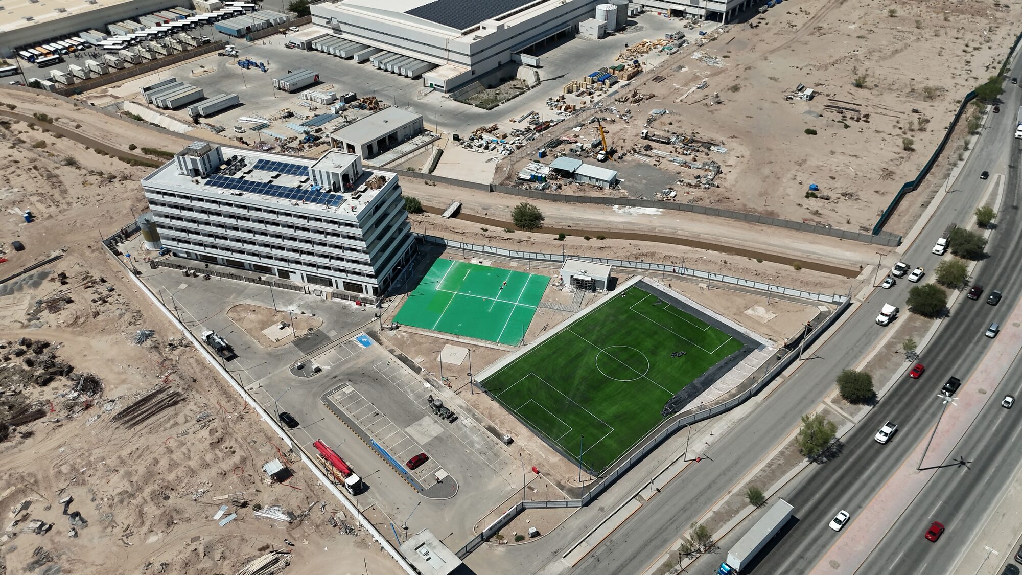 Foxconn manufacturing campus — aerial site plan perspective, Ciudad Juárez Mexico
